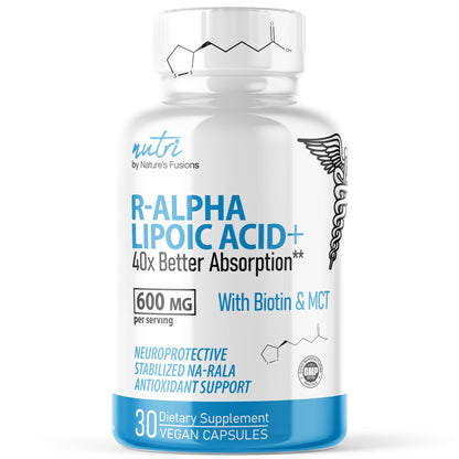 Nutri R Alpha Lipoic Acid 600mg Capsules | R-ALA + Biotin | 30 Vegan