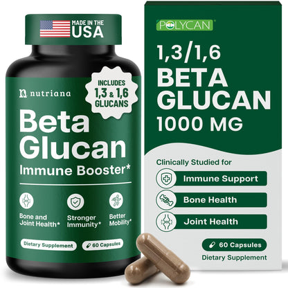 Nutriana Beta Glucan 1000mg – 60 Capsules | Immune Support, 1,3/1,6D Beta Glucan