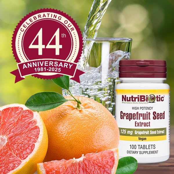 NutriBiotic Grapefruit Seed Extract Tablets 125mg – 100 Count | Vegan, Gluten Free