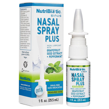 NutriBiotic Nasal Spray Plus 1 Fl Oz – Drug-Free Nasal Lubricant with GSE, Xylitol & Botanicals