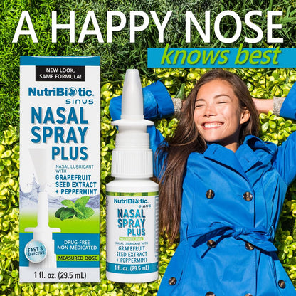 NutriBiotic Nasal Spray Plus 1 Fl Oz – Drug-Free Nasal Lubricant with GSE, Xylitol & Botanicals