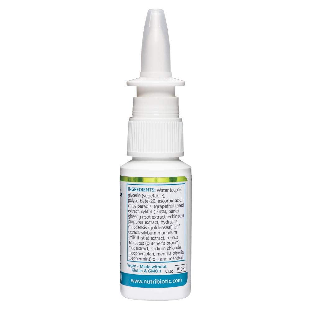NutriBiotic Nasal Spray Plus 1 Fl Oz – Drug-Free Nasal Lubricant with GSE, Xylitol & Botanicals