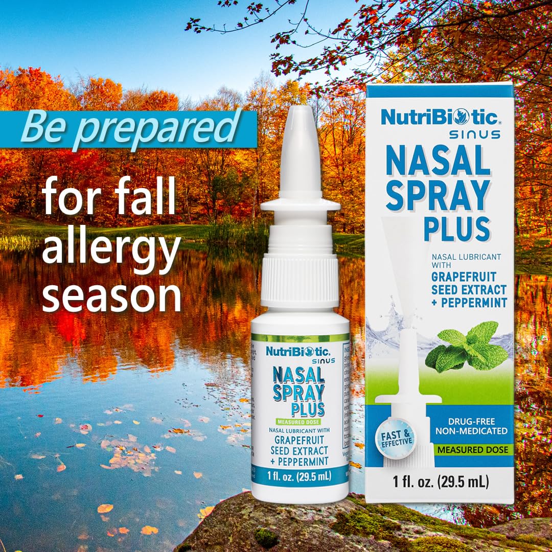 NutriBiotic Nasal Spray Plus 1 Fl Oz – Drug-Free Nasal Lubricant with GSE, Xylitol & Botanicals