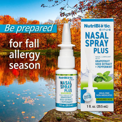 NutriBiotic Nasal Spray Plus 1 Fl Oz – Drug-Free Nasal Lubricant with GSE, Xylitol & Botanicals