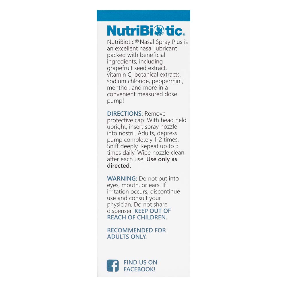 NutriBiotic Nasal Spray Plus 1 Fl Oz – Drug-Free Nasal Lubricant with GSE, Xylitol & Botanicals