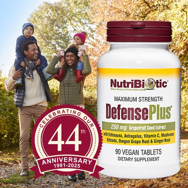 NutriBiotic DefensePlus 90 Tablets – 11 in 1 Immune Support, Vegan & Gluten Free