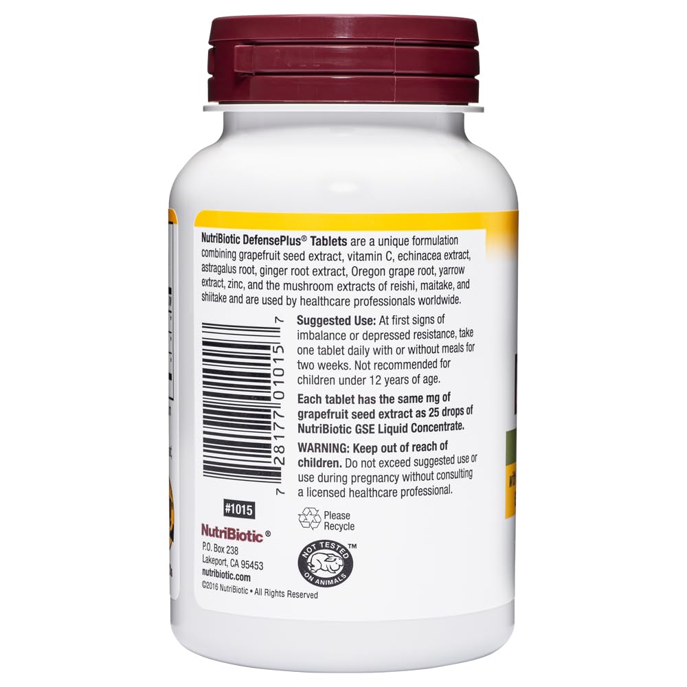 NutriBiotic DefensePlus 90 Tablets – 11 in 1 Immune Support, Vegan & Gluten Free
