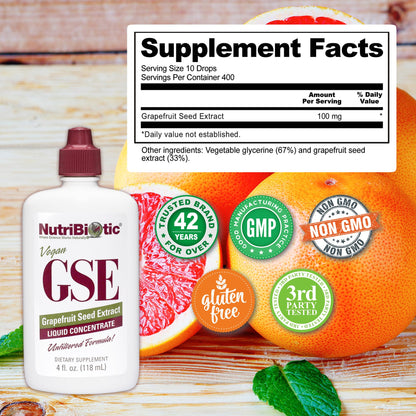 NutriBiotic GSE 4 Oz Liquid | Grapefruit Seed Extract Premium Concentrate with Bioflavonoids