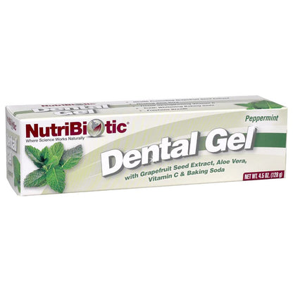NutriBiotic Dental Gel – Golden Peppermint 4.5 oz | Vegan, Fluoride & SLS Free