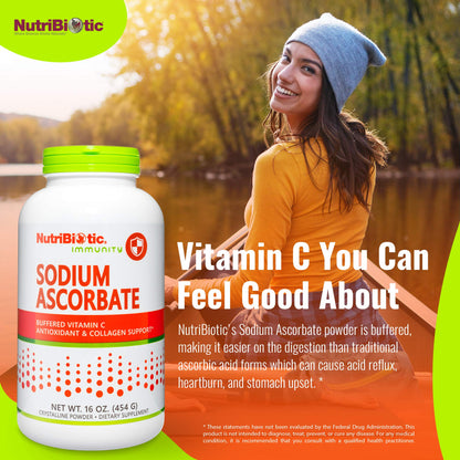 NutriBiotic - Sodium Ascorbate Buffered Vitamin C Powder, 16 Oz | Vegan, Non-Acidic & Easier on Digestion Than Ascorbic Acid | Essential Immune Support & Antioxidant Supplement | Gluten & GMO Free