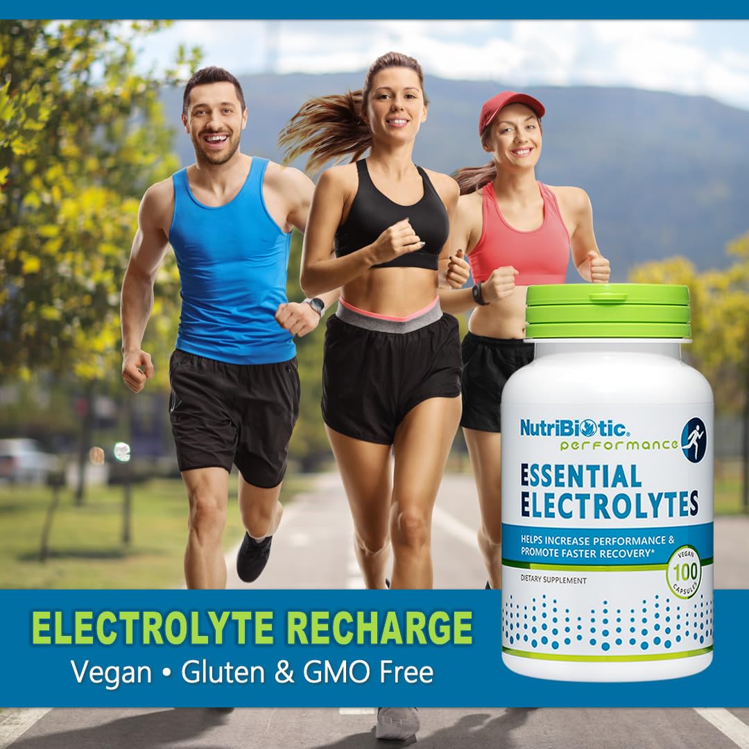 NutriBiotic Essential Electrolytes, 100 Ct Capsules | Hydration, Performance & Recovery