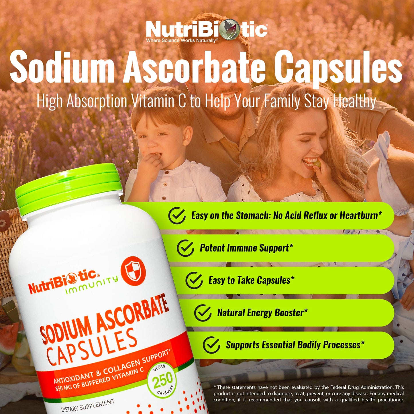 NutriBiotic Sodium Ascorbate Buffered Vitamin C – 250 Ct | Vegan, Easy on Digestion
