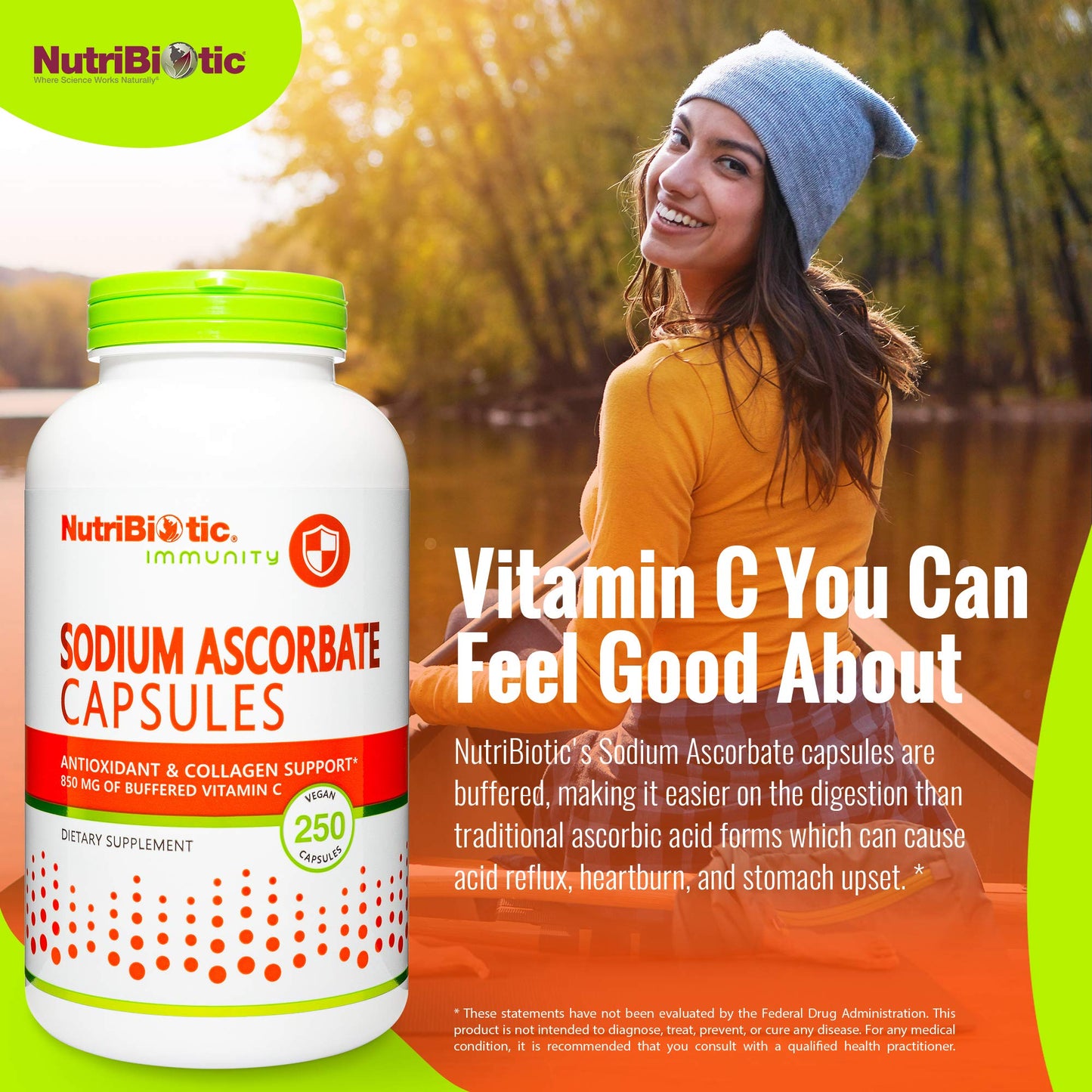 NutriBiotic Sodium Ascorbate Buffered Vitamin C – 250 Ct | Vegan, Easy on Digestion