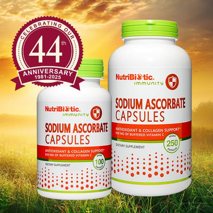 NutriBiotic Sodium Ascorbate Buffered Vitamin C – 250 Ct | Vegan, Easy on Digestion
