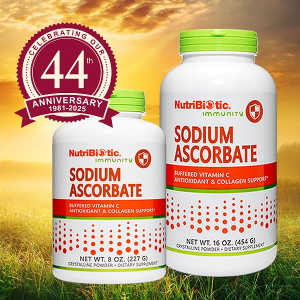 NutriBiotic - Sodium Ascorbate Buffered Vitamin C Powder, 16 Oz | Vegan, Non-Acidic & Easier on Digestion Than Ascorbic Acid | Essential Immune Support & Antioxidant Supplement | Gluten & GMO Free