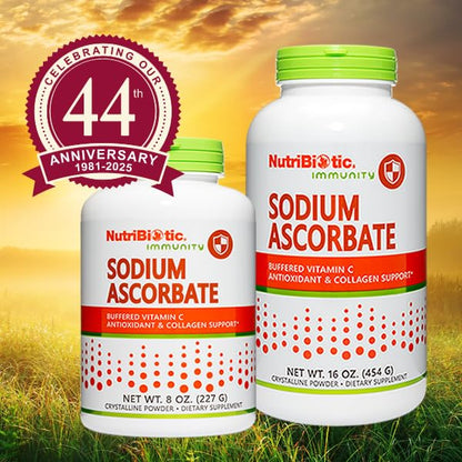NutriBiotic - Sodium Ascorbate Buffered Vitamin C Powder, 16 Oz | Vegan, Non-Acidic & Easier on Digestion Than Ascorbic Acid | Essential Immune Support & Antioxidant Supplement | Gluten & GMO Free