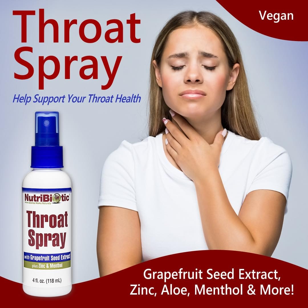 NutriBiotic Throat Spray with GSE – Alcohol-Free, Non-Medicated, Pack of 2 | Menthol, Zinc & Slippery Elm