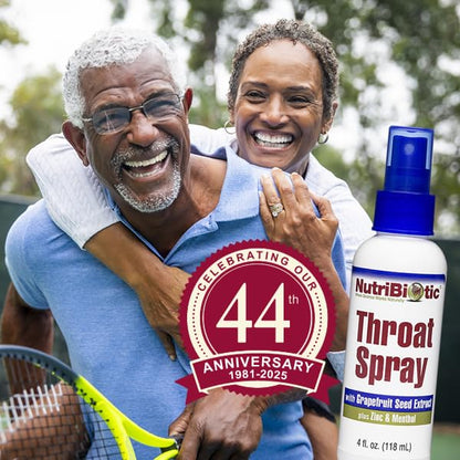NutriBiotic Throat Spray with GSE – Alcohol-Free, Non-Medicated, Pack of 2 | Menthol, Zinc & Slippery Elm