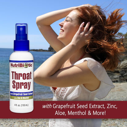 NutriBiotic Throat Spray with GSE – Alcohol-Free, Non-Medicated, Pack of 2 | Menthol, Zinc & Slippery Elm