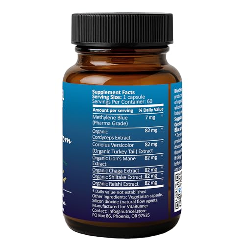 Nutricel Methylene Blue Capsules with Mushroom Extracts – 7mg, 60ct – Made in America