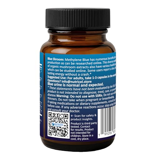 Nutricel Methylene Blue Capsules with Mushroom Extracts – 7mg, 60ct – Made in America