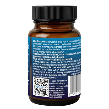 Nutricel Methylene Blue Capsules with Mushroom Extracts – 7mg, 60ct – Made in America