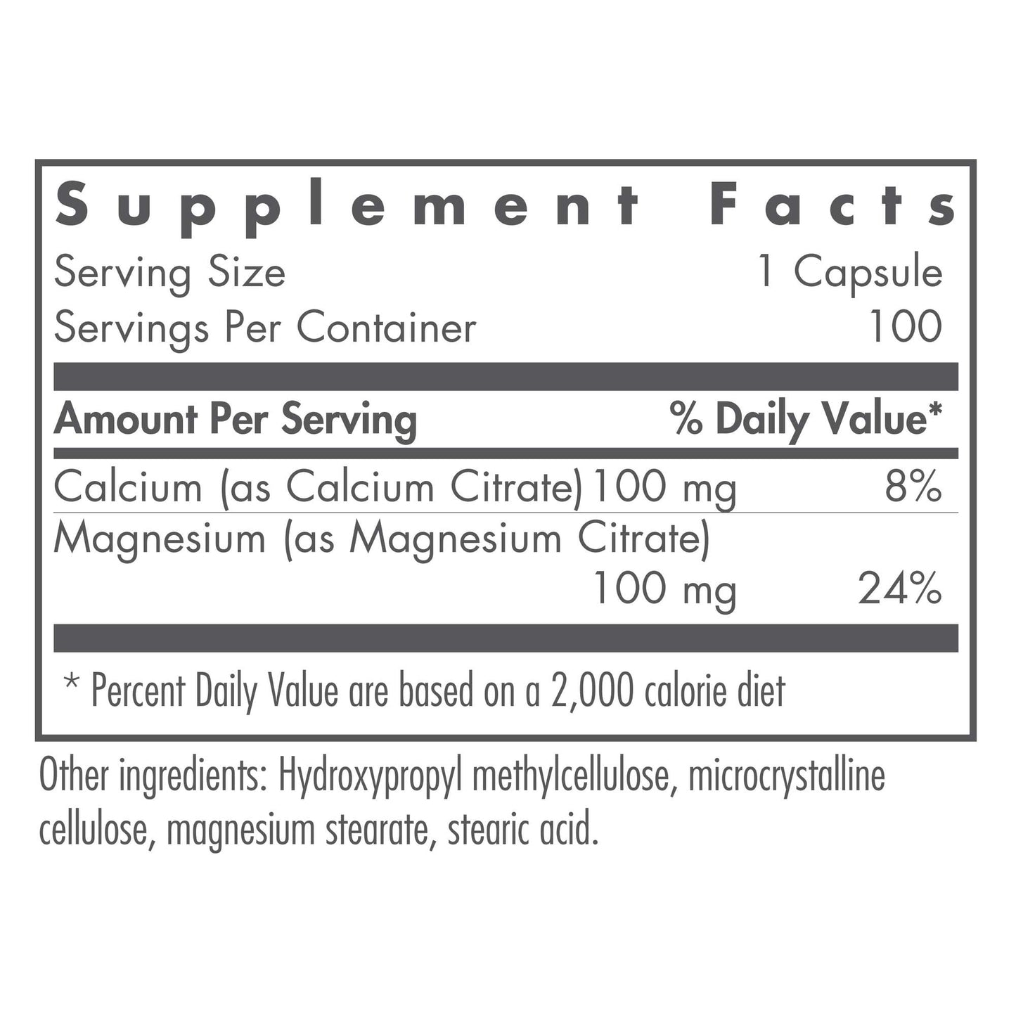 Nutricology Calcium Magnesium Citrate Supplement - Bone Health, Well-Absorbed Calcium Citrate, 100 Count Vegetarian Capsules