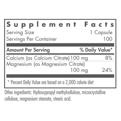 Nutricology Calcium Magnesium Citrate Supplement - Bone Health, Well-Absorbed Calcium Citrate, 100 Count Vegetarian Capsules