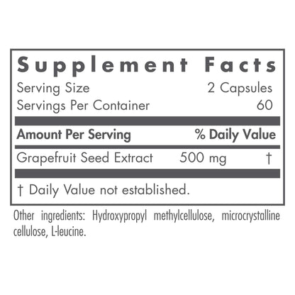 Nutricology Citrus Seed Extract Supplement - Grapefruit Seed Extract 500mg, 120 Vegetarian Capsules