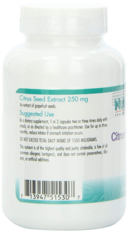 Nutricology Citrus Seed Extract Supplement - Grapefruit Seed Extract 500mg, 120 Vegetarian Capsules