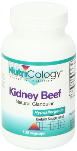 Nutricology Kidney Beef Supplement – Freeze-Dried Bovine Kidney, 500mg, 100 Vegetarian Capsules