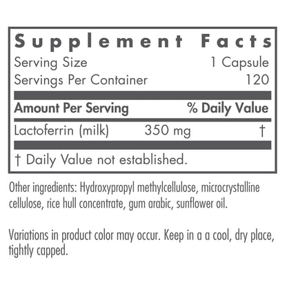 Nutricology Laktoferrin Supplement - Lactoferrin Supplements 350mg, Bovine Colostrum, Immune Peptide, Iron Supplements, Vegicaps - 120 Count