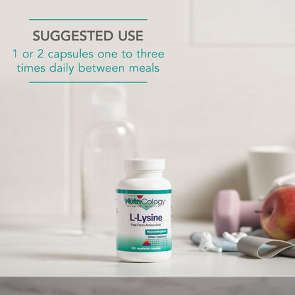 Nutricology L-Lysine 500mg – Immune Support, Free Form Amino Acid, Vegetarian Capsules 100 Count