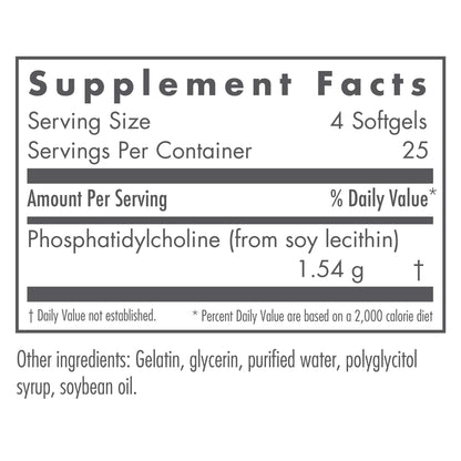 Nutricology Phosphatidylcholine Supplement - Lecithin Softgels 1540mg (100 Count)