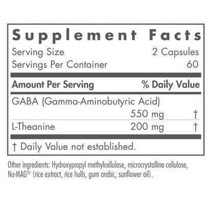 Nutricology ZenMind Supplement - Calmness Support, GABA & L-Theanine, Hypoallergenic, Vegetarian Capsules - 120 Count