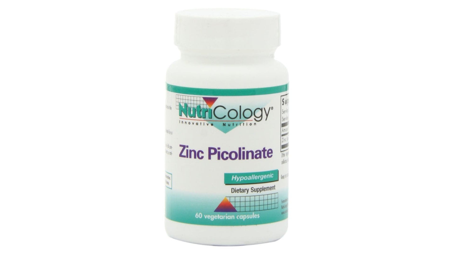 Nutricology Zinc Picolinate Supplement - Hypoallergenic, 25 mg Zinc, 60 Veg Capsules
