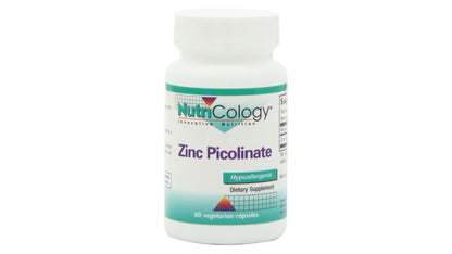 Nutricology Zinc Picolinate Supplement - Hypoallergenic, 25 mg Zinc, 60 Veg Capsules