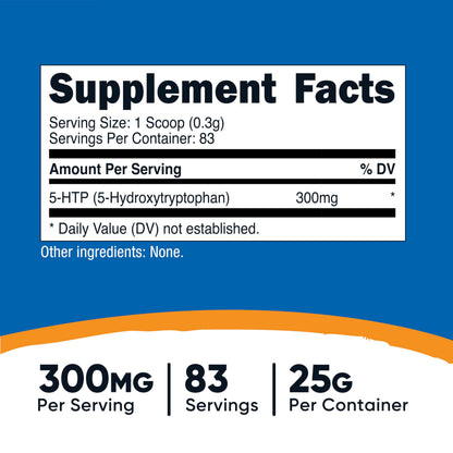 Nutricost 5-HTP Powder 25g | 300mg Per Serving | Gluten Free & Non-GMO | Pure 5-HTP