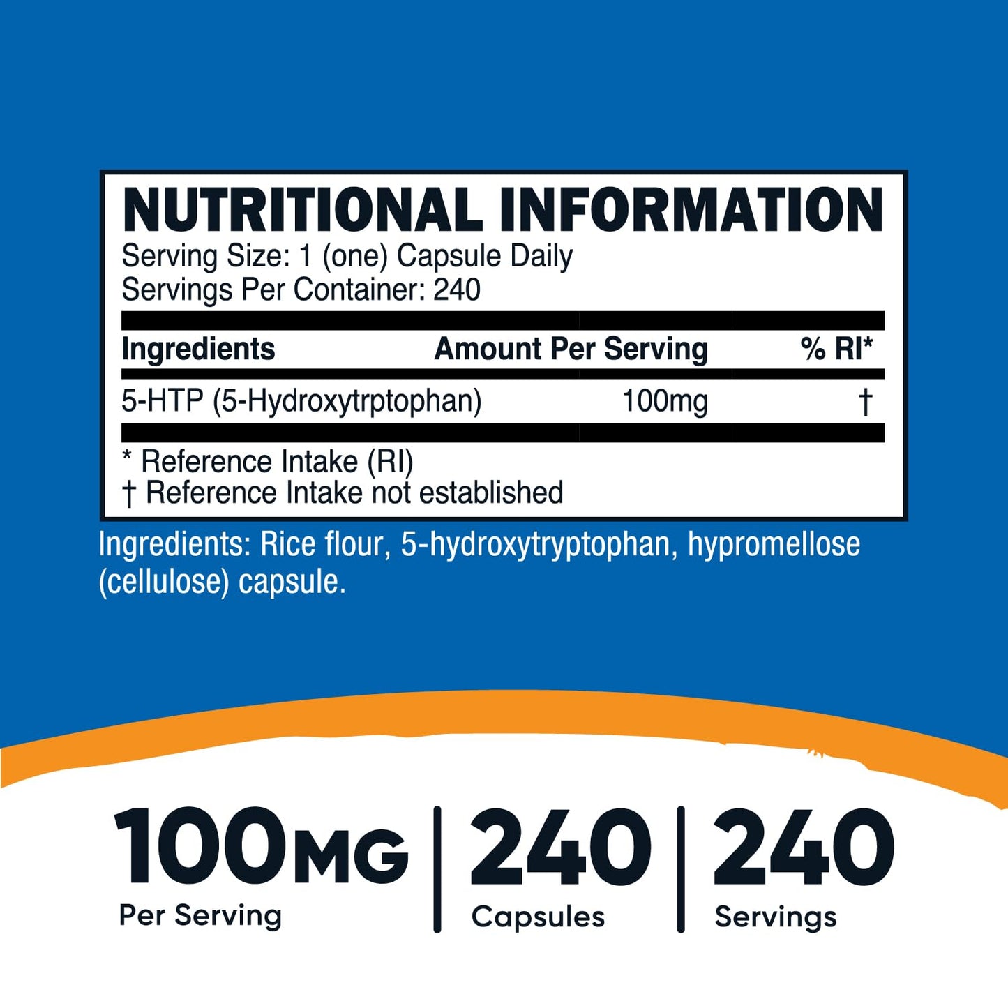 Nutricost 5-HTP 100mg | 240 Vegetarian Capsules (5-Hydroxytryptophan) - Non-GMO & Gluten Free