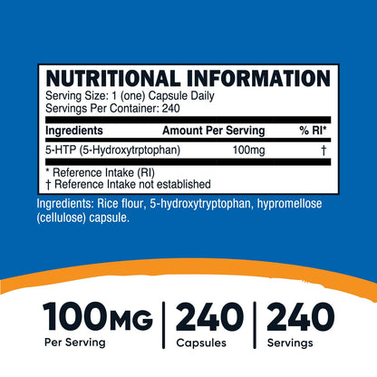 Nutricost 5-HTP 100mg | 240 Vegetarian Capsules (5-Hydroxytryptophan) - Non-GMO & Gluten Free