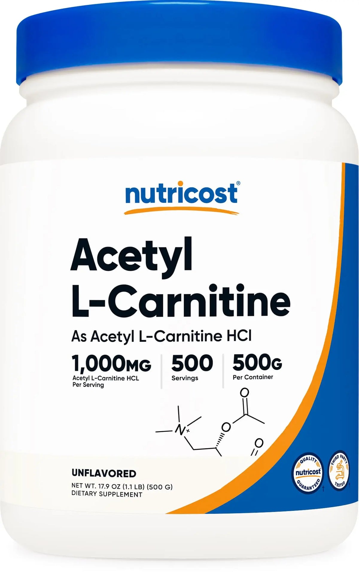 Nutricost Acetyl L-Carnitine (ALCAR) Powder 1000mg, 500g BritishVita | Premium UK Vitamins & Wellness Supplements