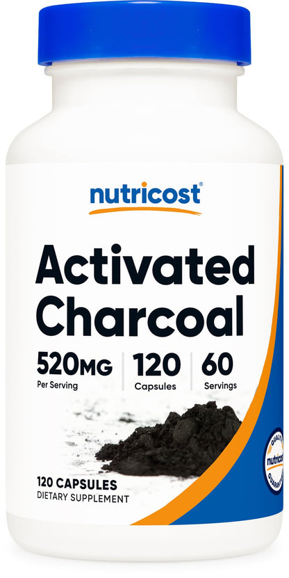 Nutricost Activated Charcoal 520mg | 120 Capsules – Non-GMO & Gluten Free