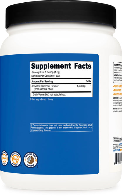 Nutricost Activated Charcoal Powder 1lb – Food Grade, Coconut Shell