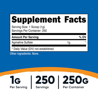 Nutricost Pure Agmatine Sulfate Powder – 250g, 1g Serving, Non-GMO