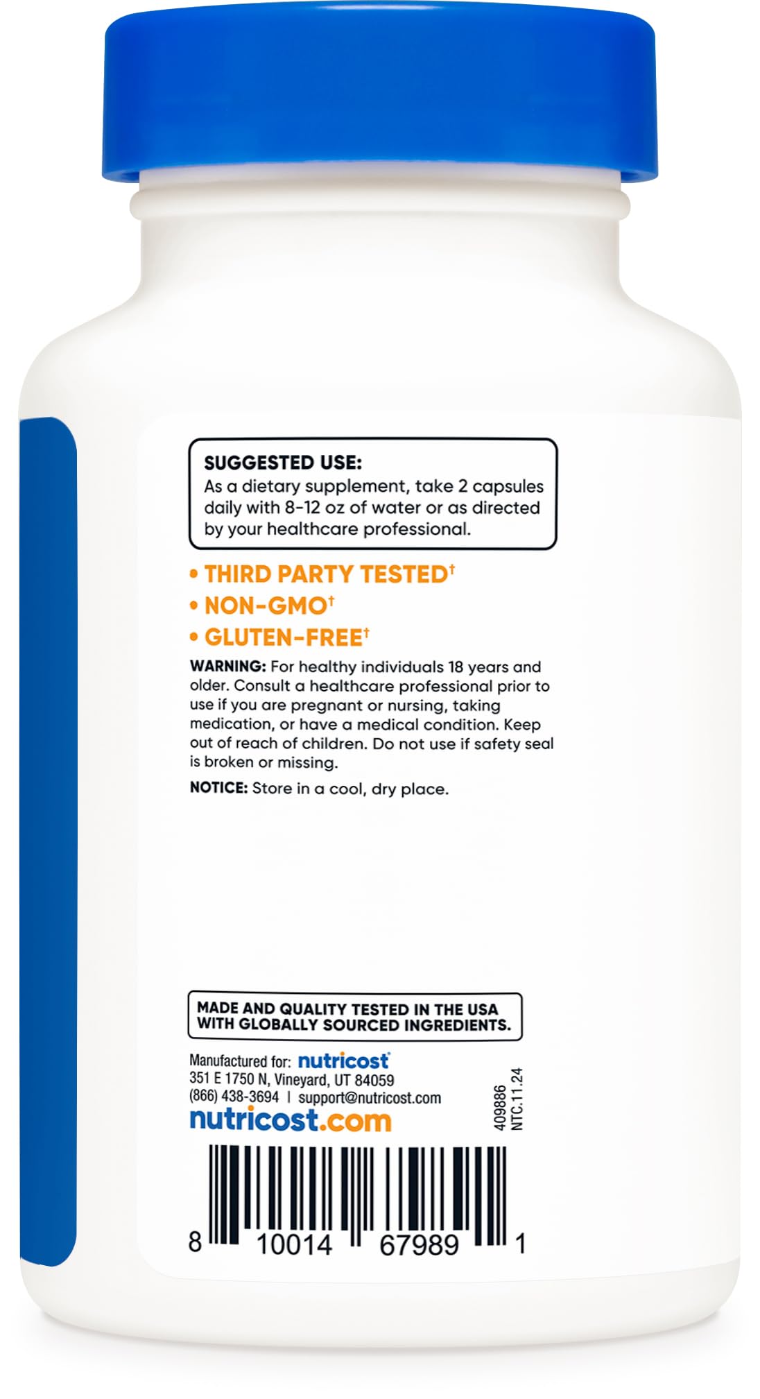 Nutricost AKG Alpha Ketoglutaric Acid 1,000 mg | 240 Capsules | 120 Servings | Energy Support