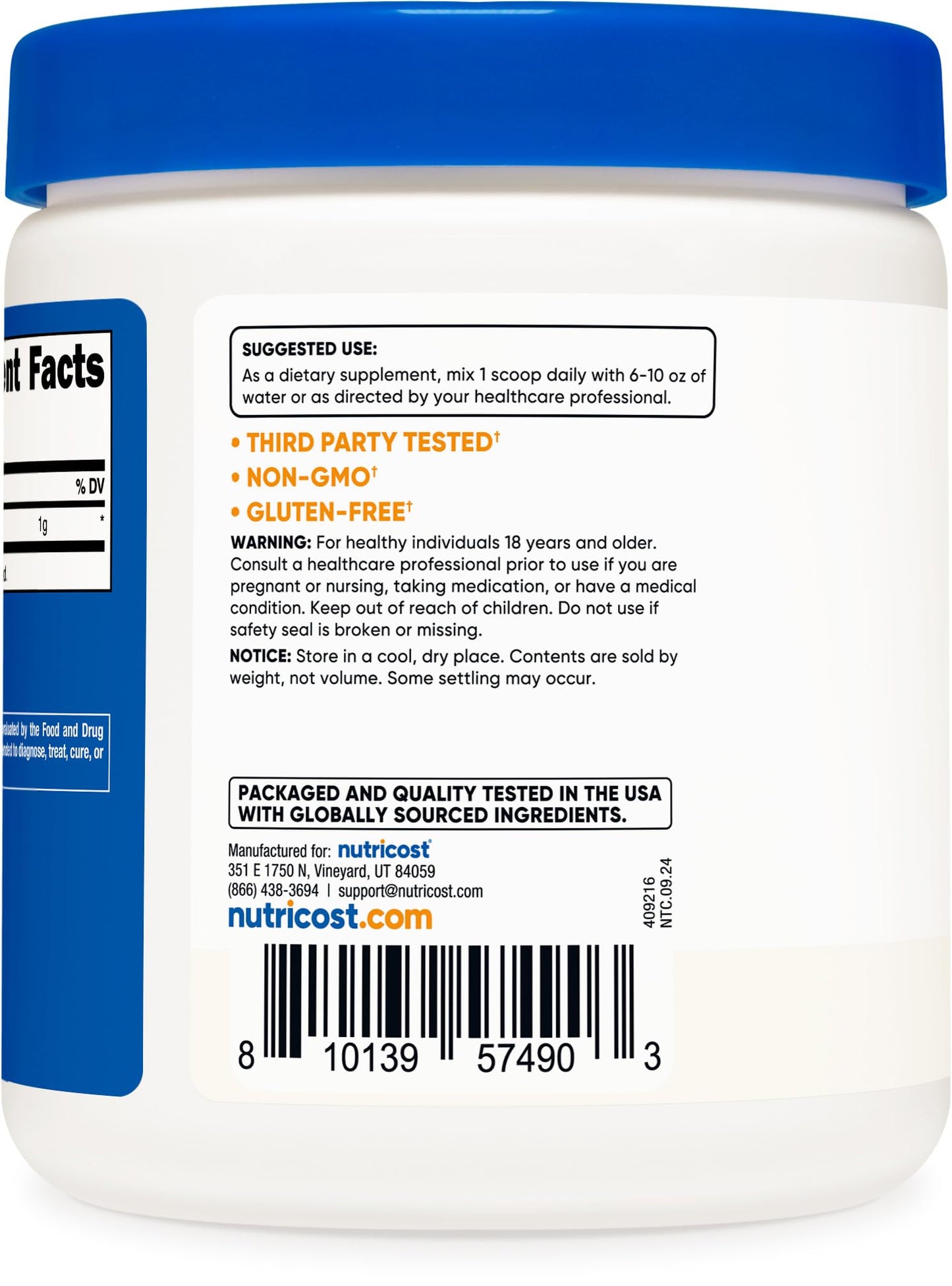 Nutricost Acetyl L-Carnitine (ALCAR) Powder – 250 g | 1 g Per Serving | 250 Servings