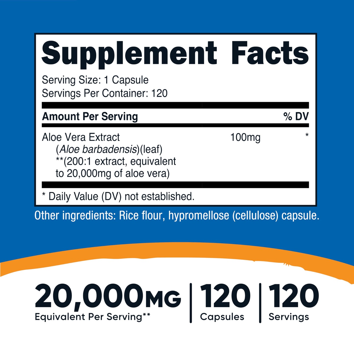 Nutricost Aloe Vera 20,000mg 100mg of 200:1 Extract – 120 Vegetarian Capsules | Gluten Free, Non-GMO