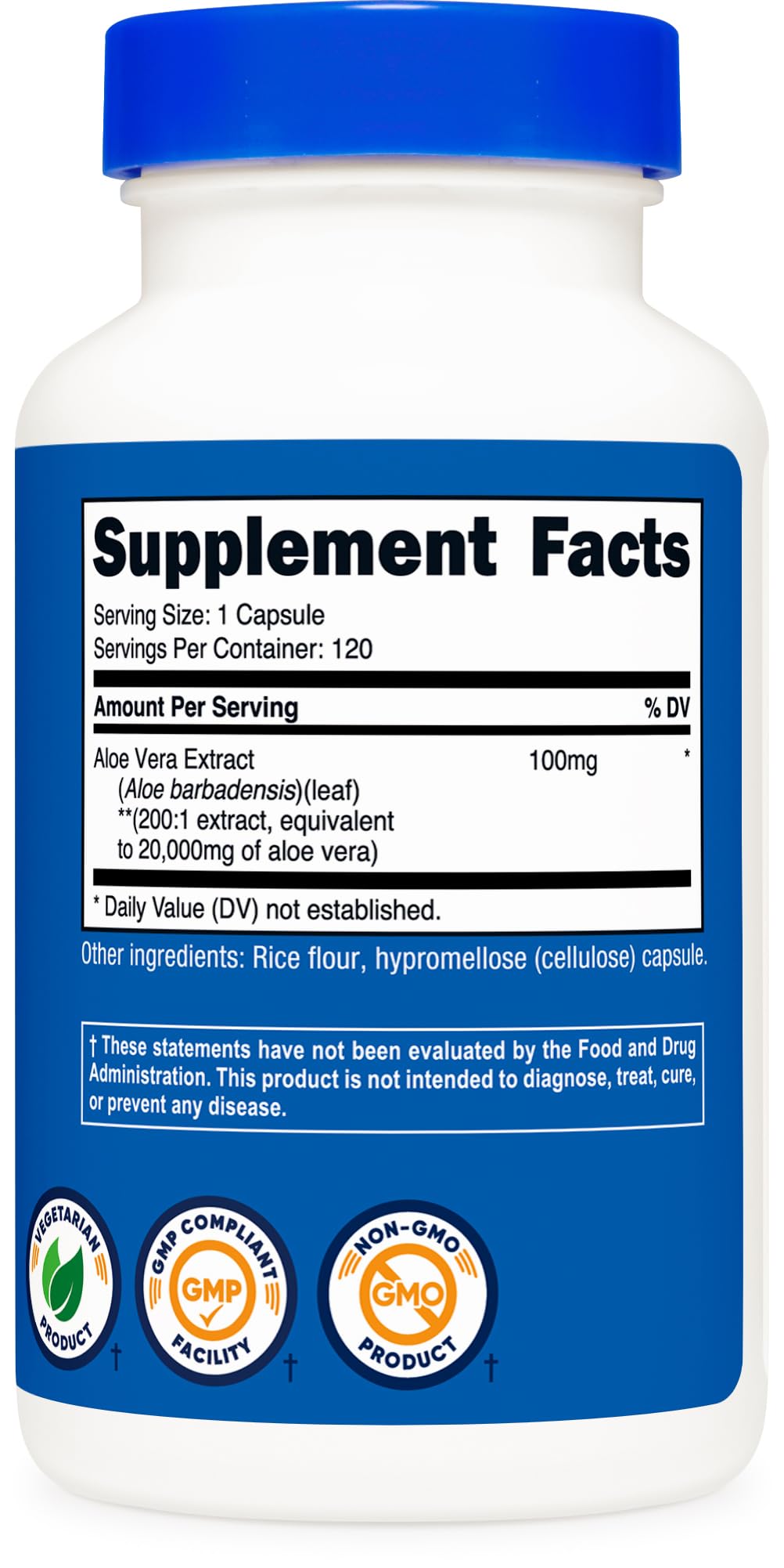 Nutricost Aloe Vera 20,000mg 100mg of 200:1 Extract – 120 Vegetarian Capsules | Gluten Free, Non-GMO