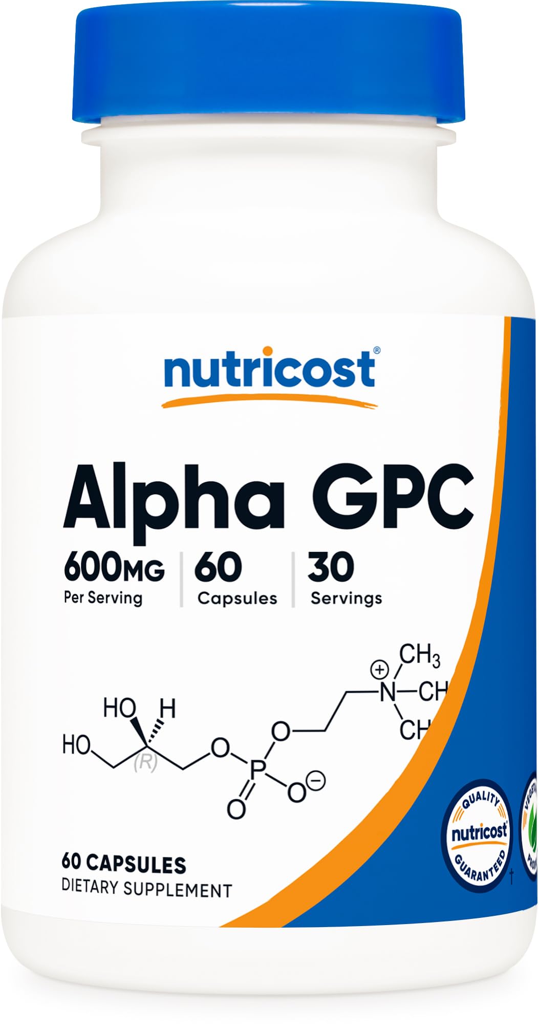 Nutricost Alpha GPC 600mg – 60 Vegetarian Capsules | Non-GMO, Gluten Free