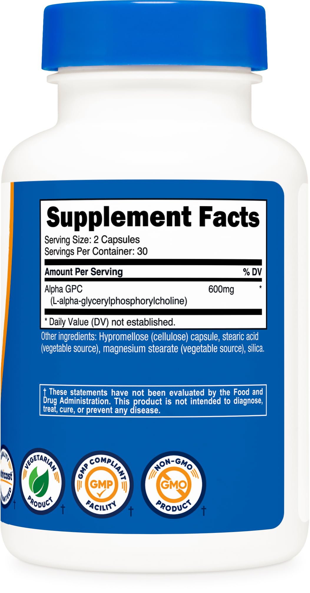 Nutricost Alpha GPC 600mg – 60 Vegetarian Capsules | Non-GMO, Gluten Free